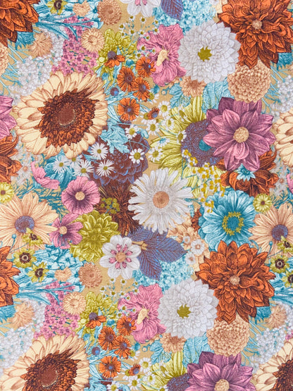 Small Scrunchie Flower Power Prints (Large Elastic )